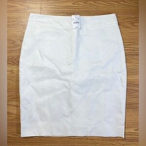 J Crew White Pencil Skirt Size 8 Lined Rear Zip w hidden pocket NWT $79
